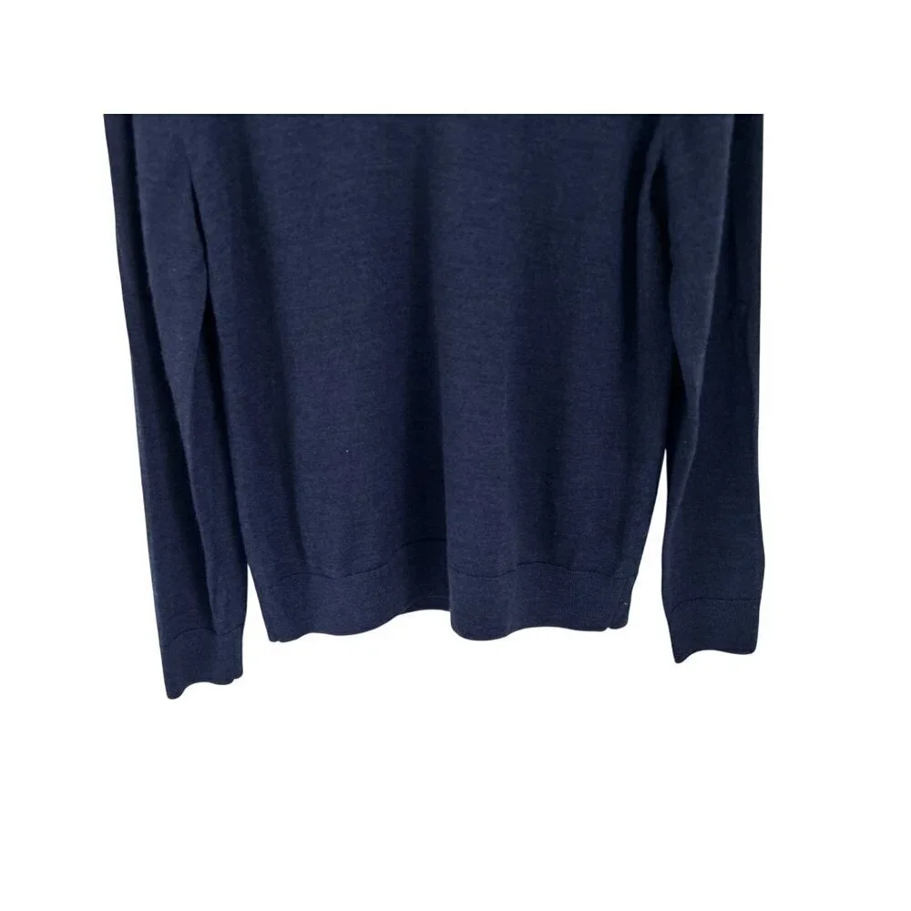 Banana Republic V-Neck Sweater 100% Merino Wool Blue Black Size Med